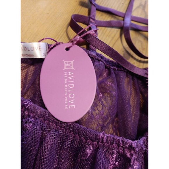 Avidlove Lingerie Women 3XL Lace Babydoll Mesh Nightwear Chemise Nightie Purple - Picture 6 of 6
